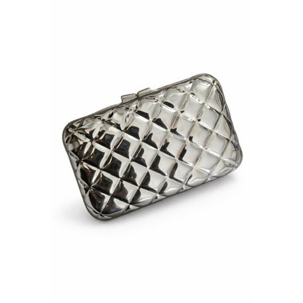 Carla Marchi Vintage Silver Quilted Metal Hard Shell Clutch Crossbody Bag